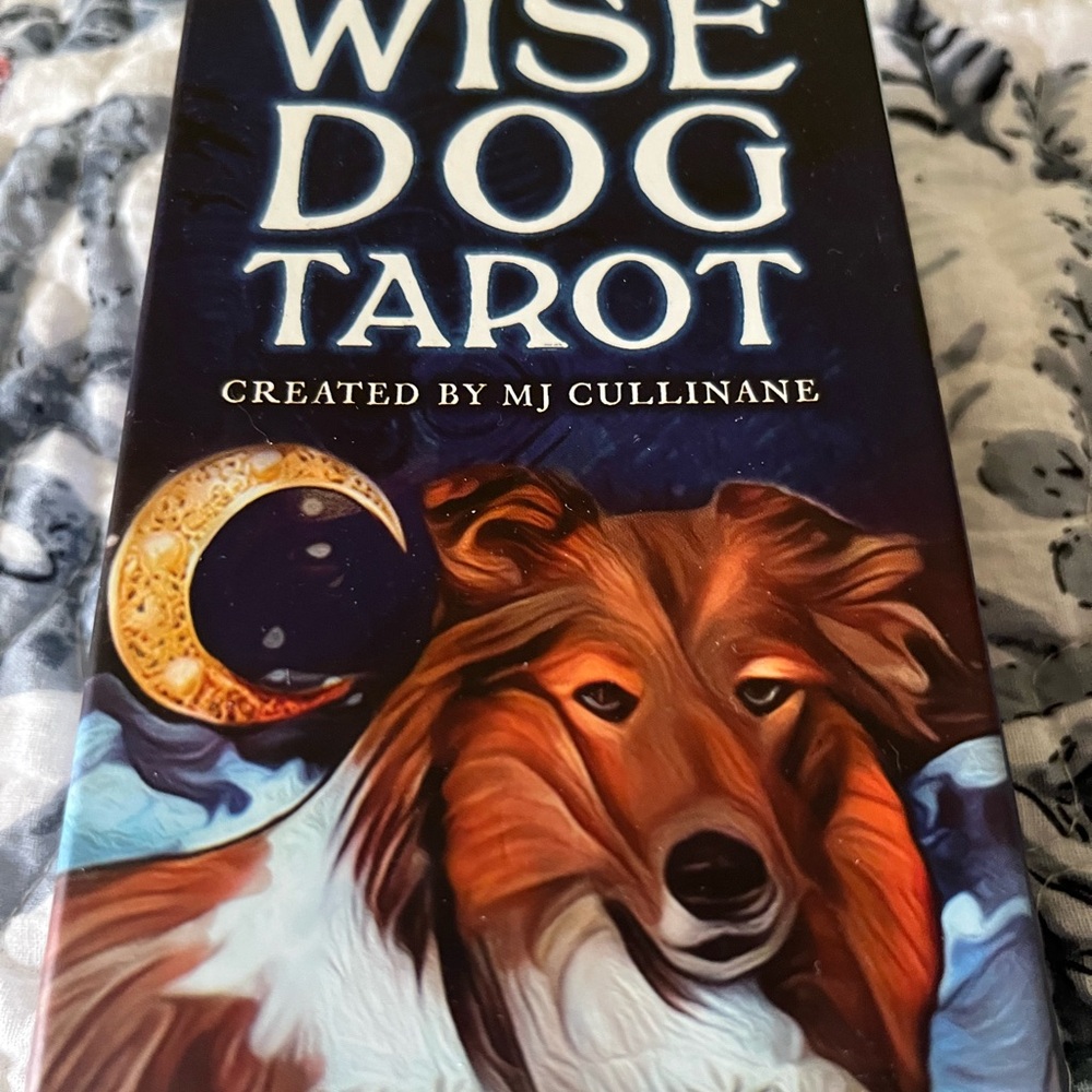 Brown and White Card Game with Mystical Dog Design
